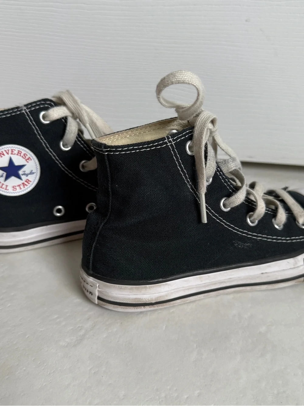Converse Kids' Black High-Top Canvas Sneakers - Classic All Star size 1